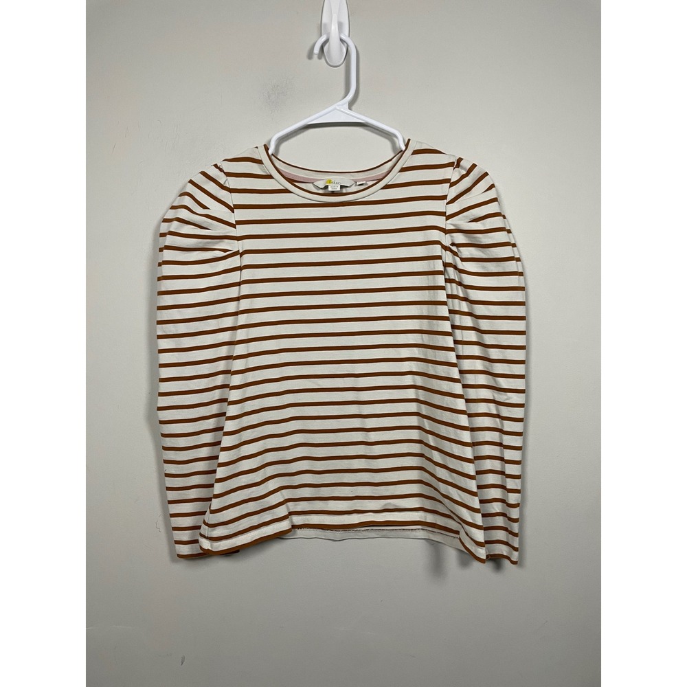 Boden Cream and Brown Striped Long Sleeve Tee